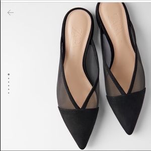 Zara Flat Mesh Mules Flats 41/10